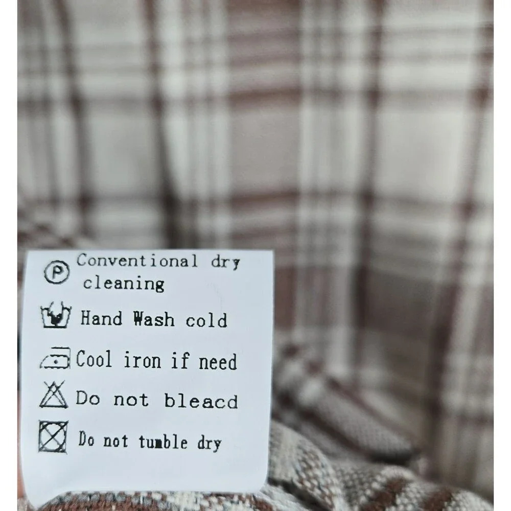 Women's‎ Size Small Brown Plaid Button Up Longline Cardigan Blazer Jacket